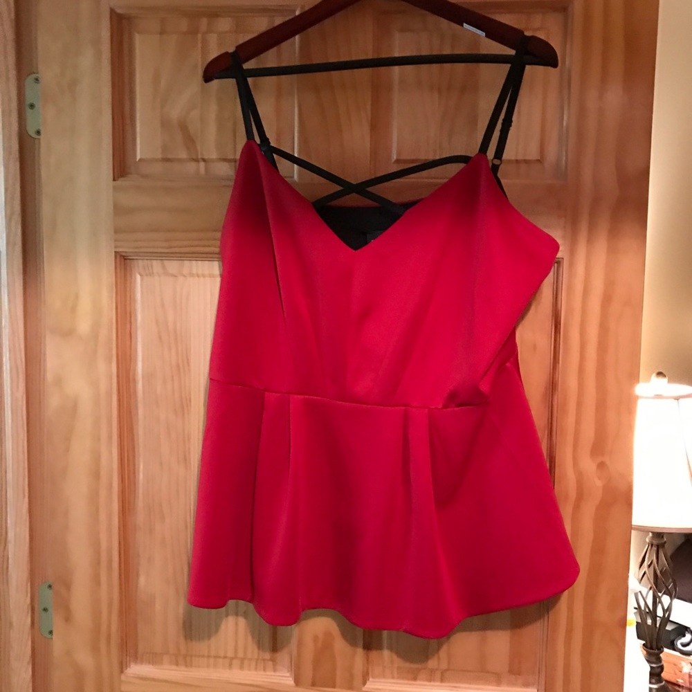 City Chic Red Peplum Top